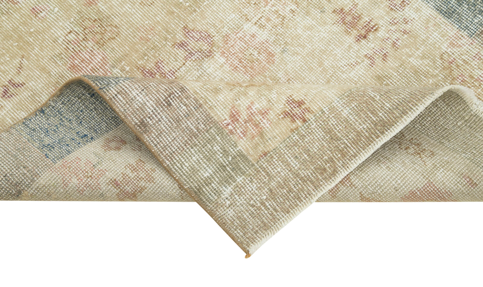Vintage Cotton Wool Rug – Hand Woven Turkish Area Rug 2'7'' x 9'8'' Beige
