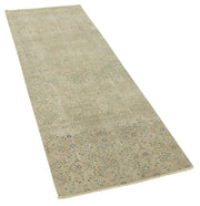 Handmade Vintage Area Rug - Kayseri Beige Cotton Wool Blend 2'6''x7'0'' Classic Corridor Rug