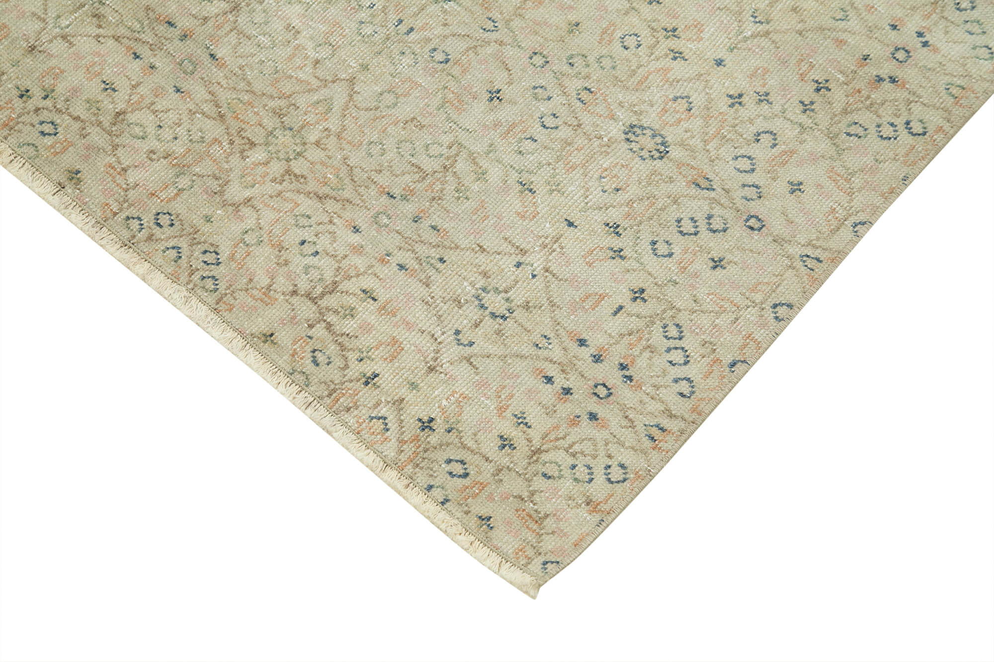 Handmade Vintage Area Rug - Kayseri Beige Cotton Wool Blend 2'6''x7'0'' Classic Corridor Rug