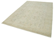 Vintage Cotton Wool Rug - Handmade Area Rug 6'5''x9'9'' Beige Wool Blend
