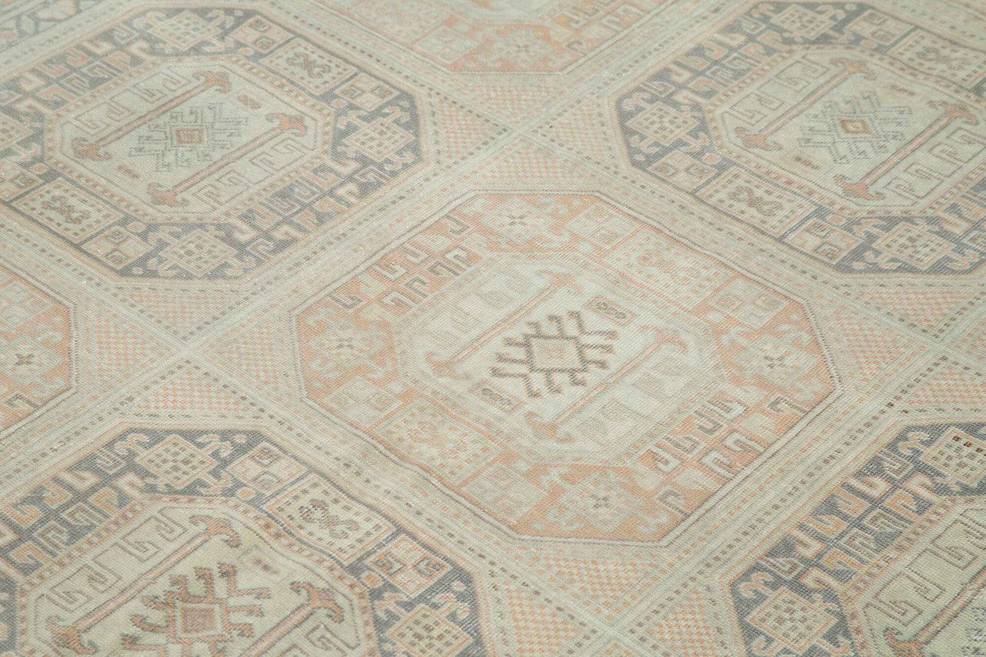 Kayseri Vintage Beige Vintage Cotton Wool Handmade Area Rug 6'6'' x 9'9''