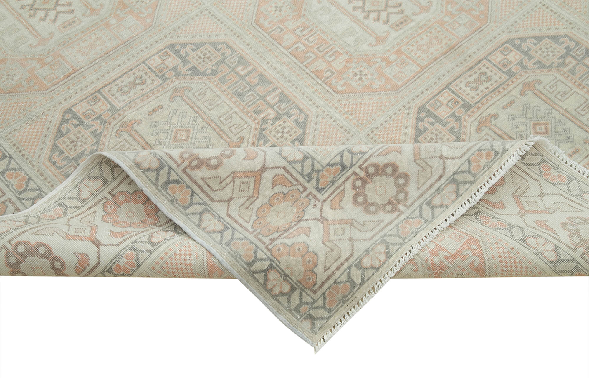 Kayseri Vintage Beige Vintage Cotton Wool Handmade Area Rug 6'6'' x 9'9''