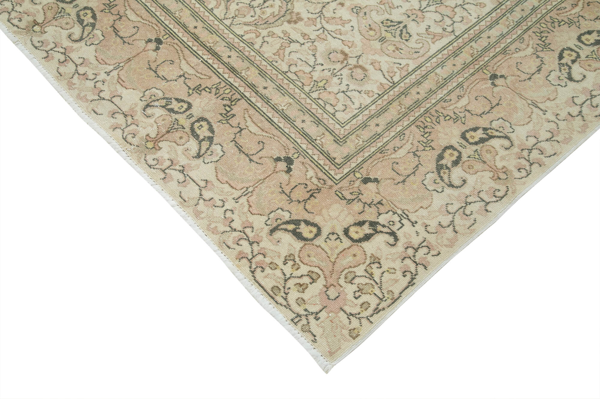 Handmade Vintage Area Rug – Beige Turkish Wool Rug | Soft Cotton Weave, Durable Floor Covering