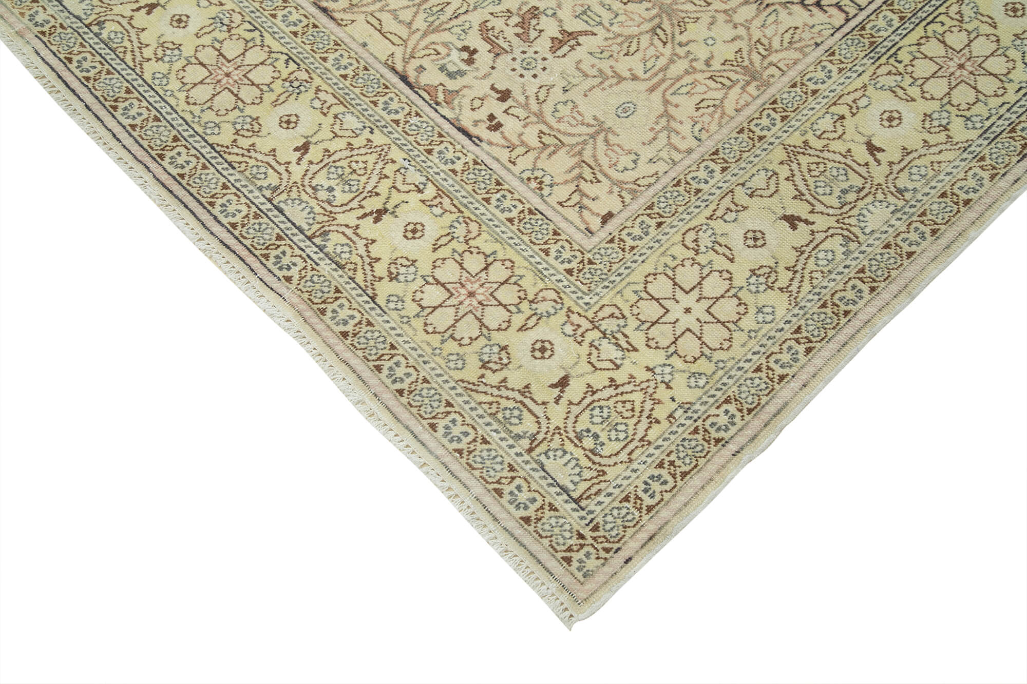 Vintage Cotton Wool Rug – Handmade Area Rug 6'5''x9'4'' Beige Wool Blend