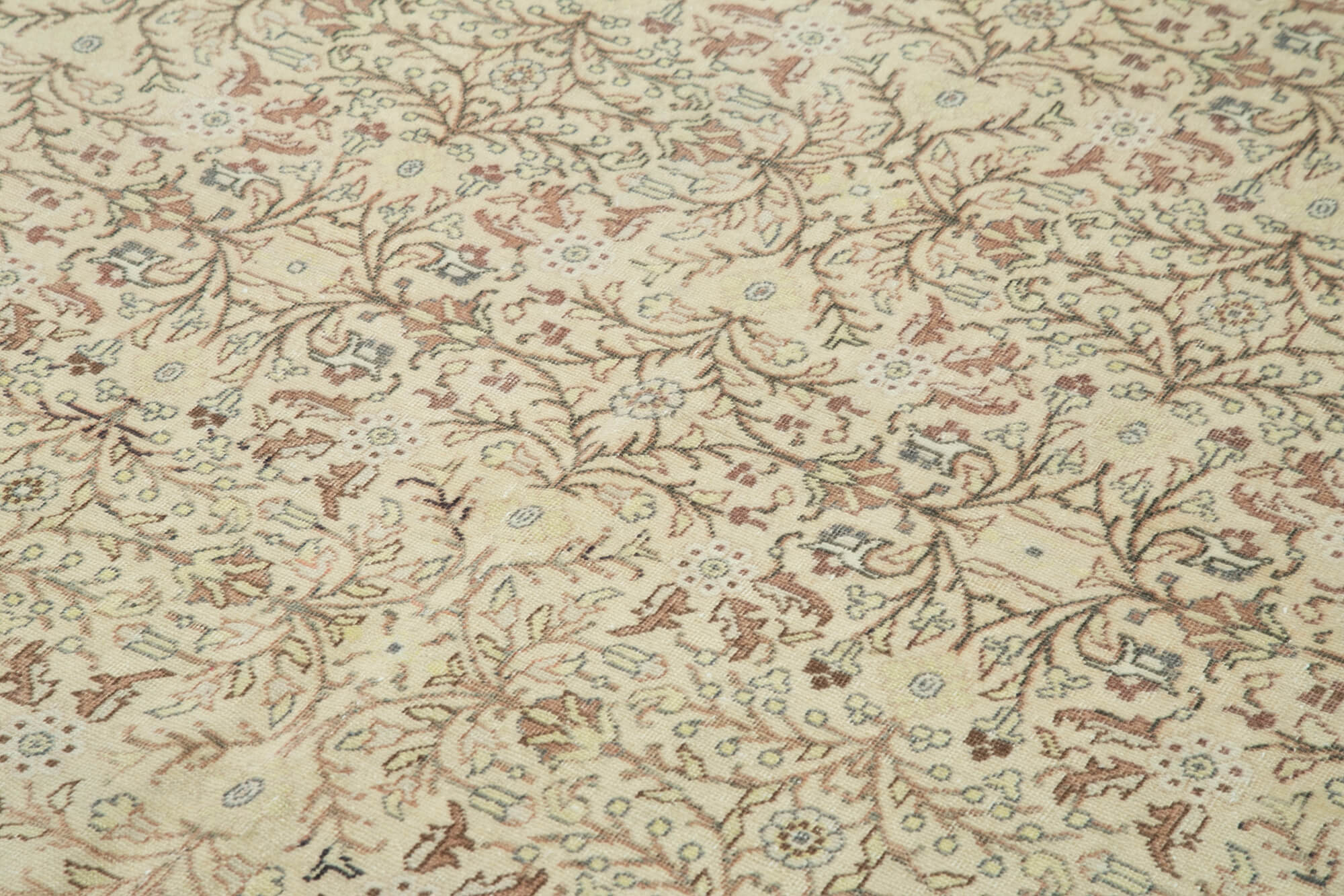 Vintage Cotton Wool Rug – Handmade Area Rug 6'5''x9'4'' Beige Wool Blend
