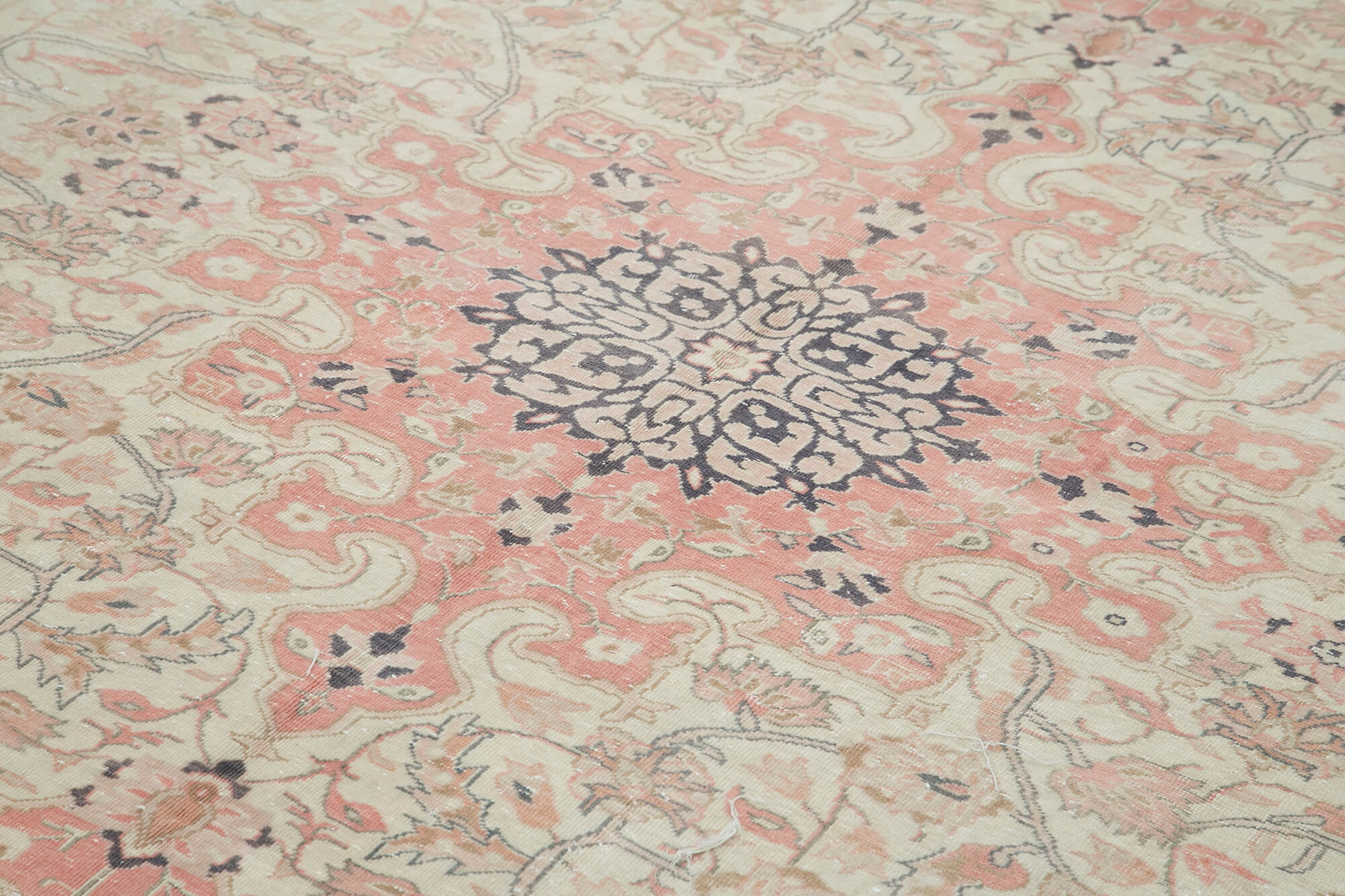 Handmade Wool Area Rug – Kayseri Vintage Beige Cotton Wool Blend Carpet 8'4''x12'1''