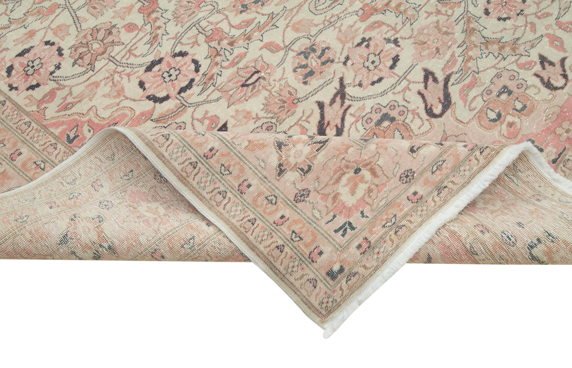 Handmade Wool Area Rug – Kayseri Vintage Beige Cotton Wool Blend Carpet 8'4''x12'1''