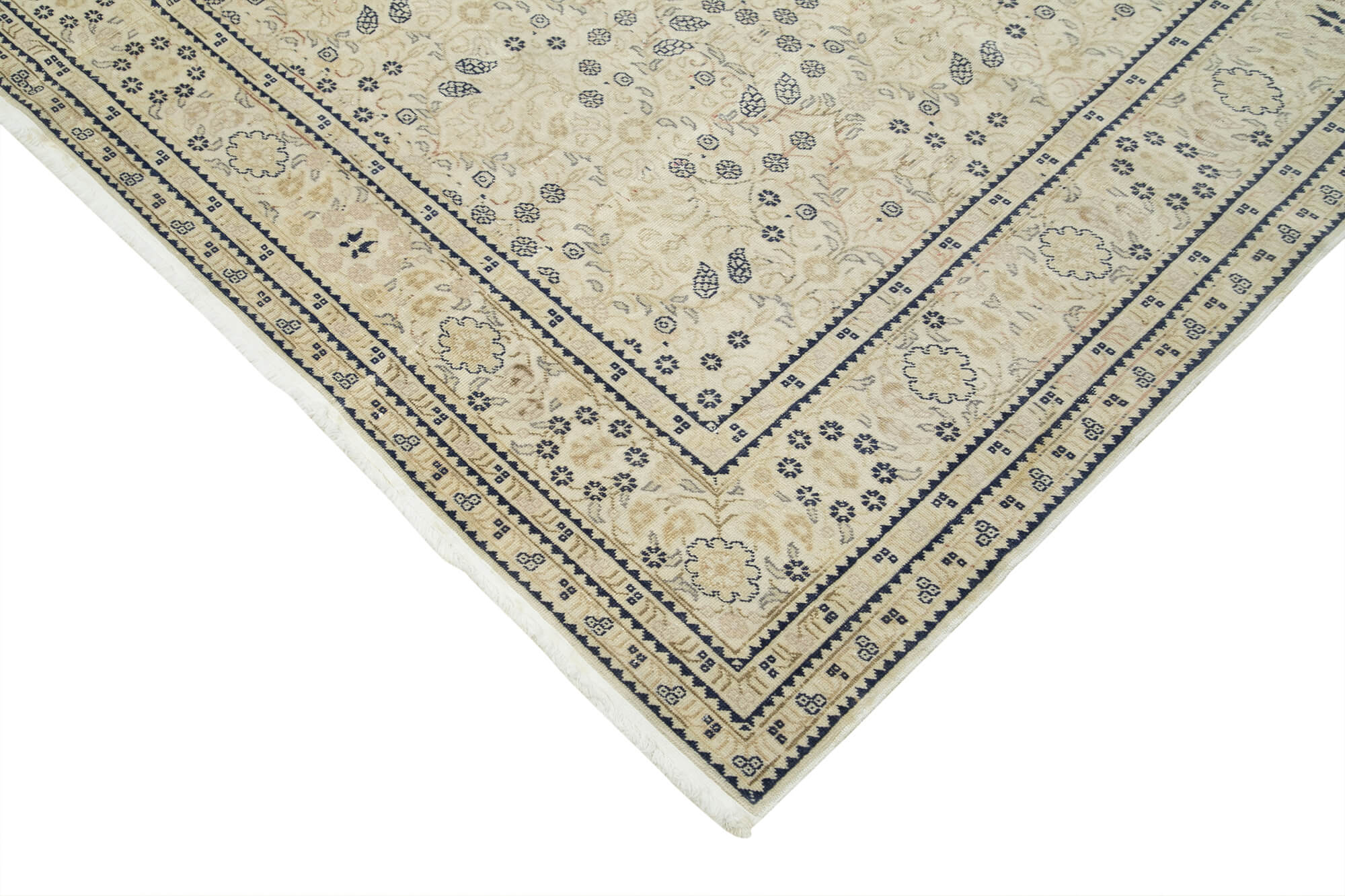 Vintage Cotton Wool Rug - Handmade Area Rug | Neutral Beige Turkish Vintage Carpet 7'10''x11'7''