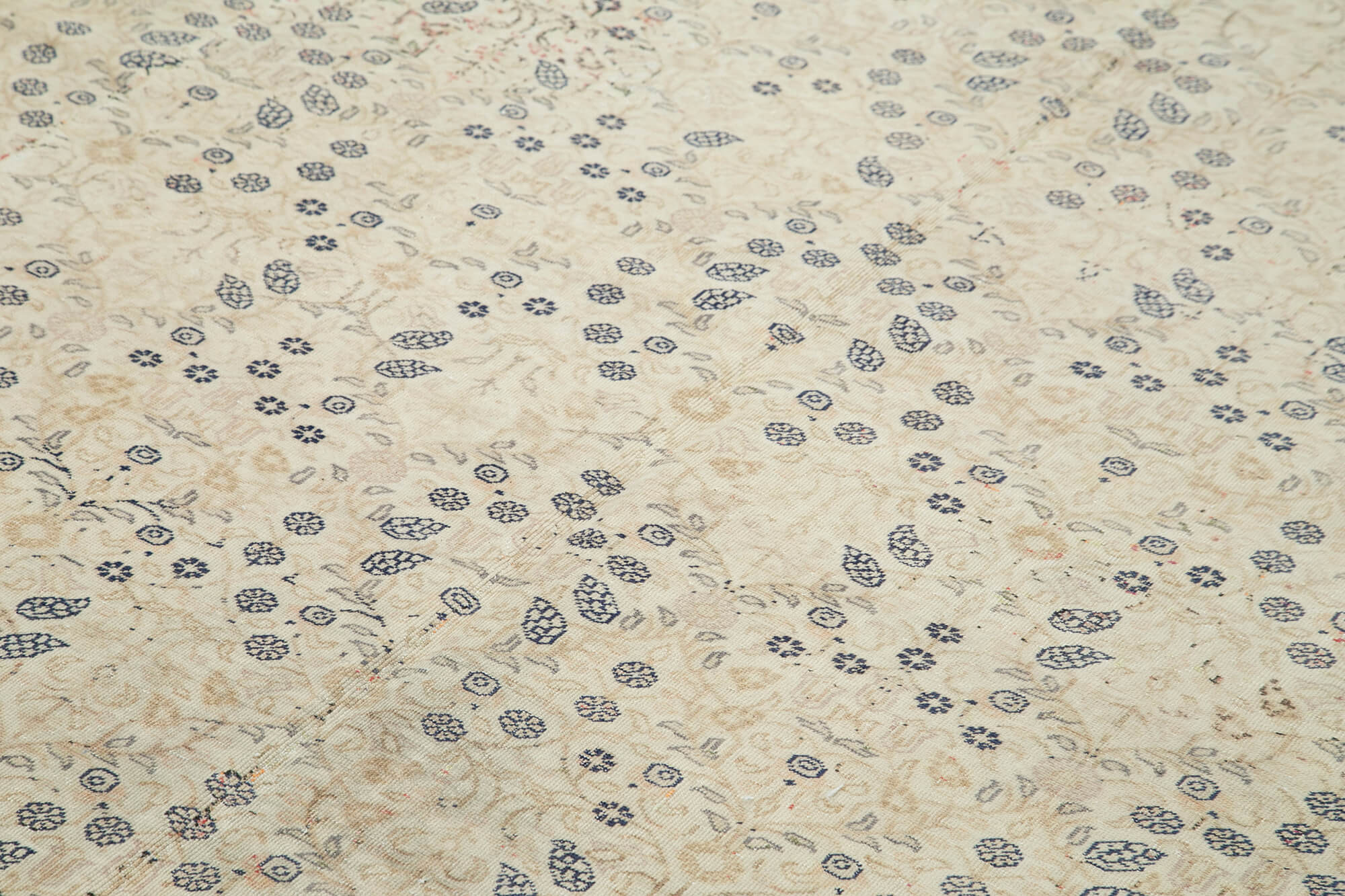 Vintage Cotton Wool Rug - Handmade Area Rug | Neutral Beige Turkish Vintage Carpet 7'10''x11'7''