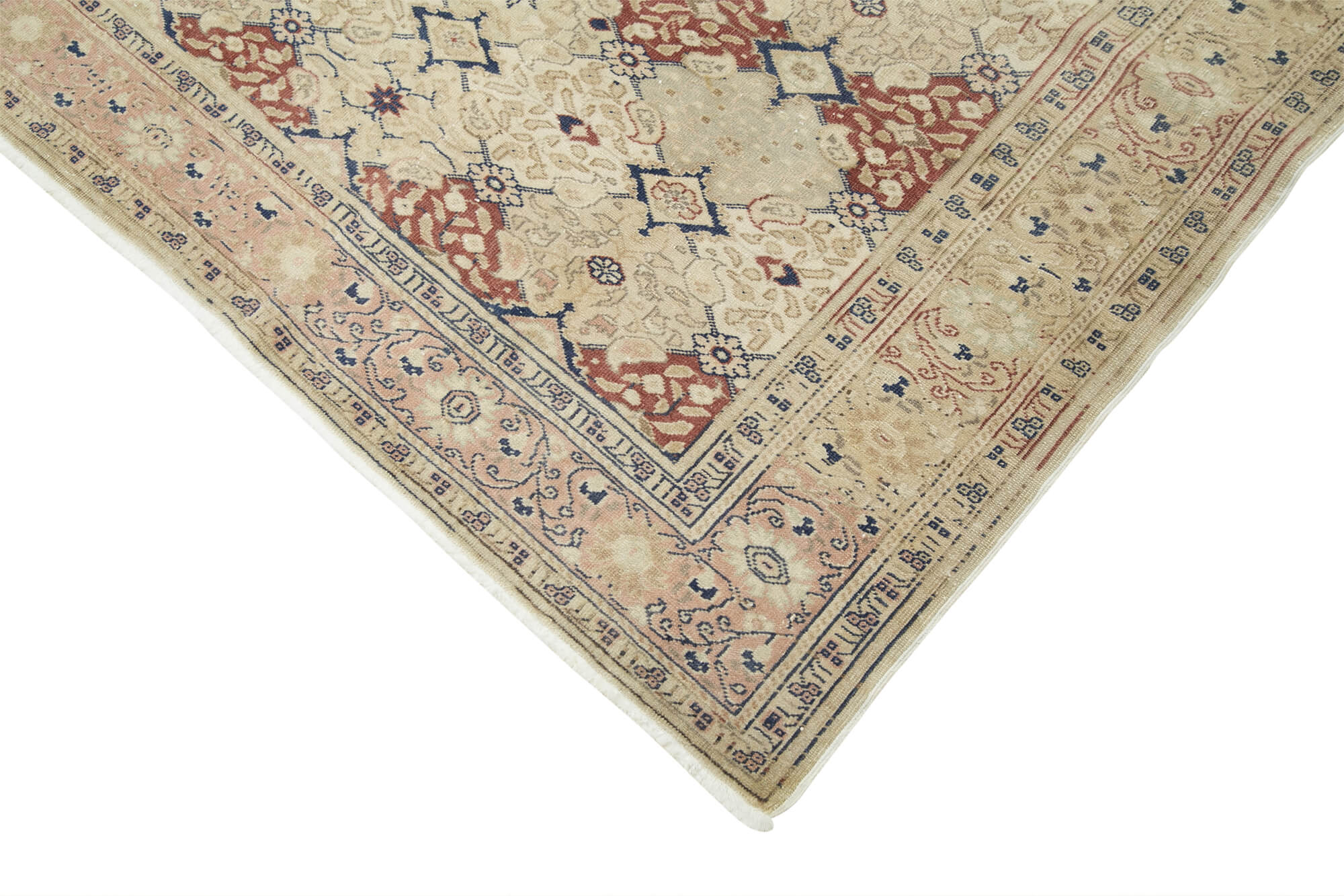 Vintage Cotton Wool Rug - Handmade Area Rug 8'5''x11'5'' Beige Wool Durable Cotton