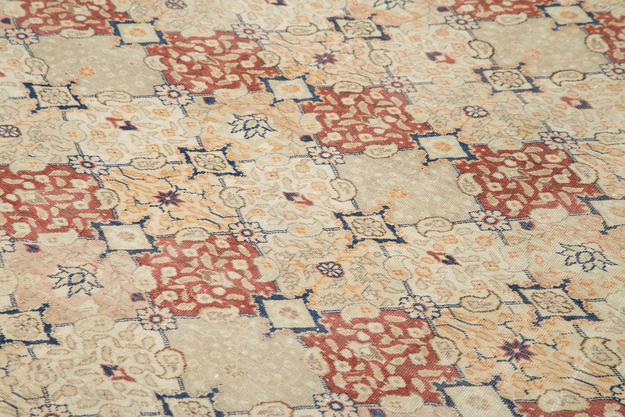 Vintage Cotton Wool Rug - Handmade Area Rug 8'5''x11'5'' Beige Wool Durable Cotton