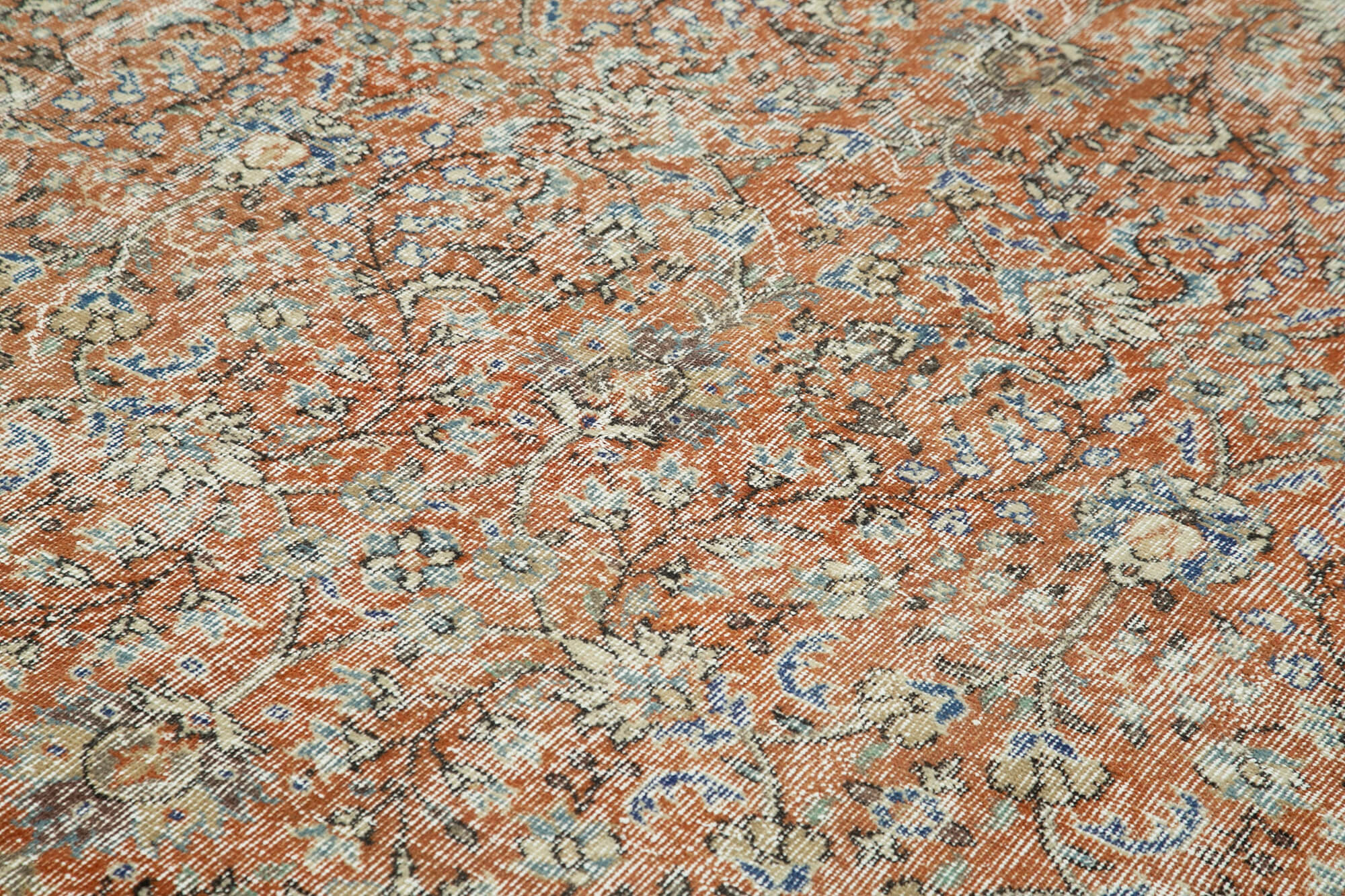 Handmade Area Rug – Vintage Cotton Wool Blend Turkish Hand Knotted Carpet 7'5''x10'10''