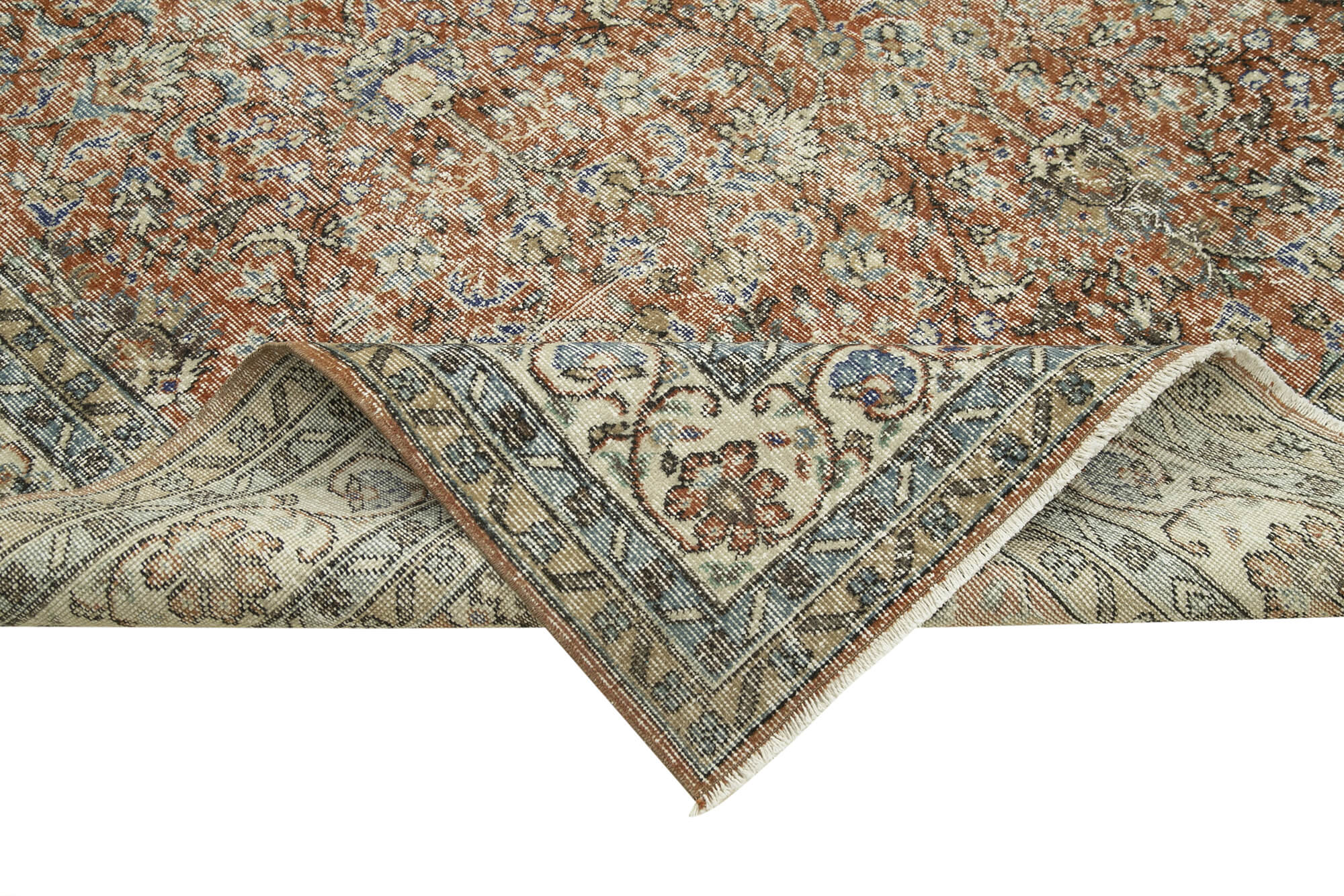 Handmade Area Rug – Vintage Cotton Wool Blend Turkish Hand Knotted Carpet 7'5''x10'10''