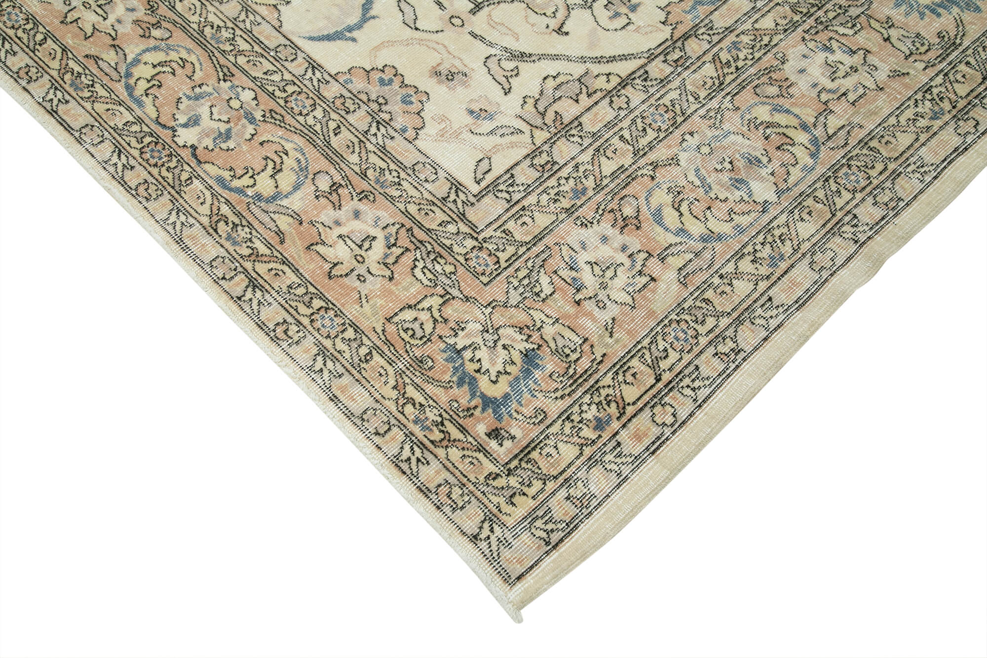 Handmade Wool Area Rug - Kayseri Vintage Cotton Wool Blend 9'1" x 10'9" Beige