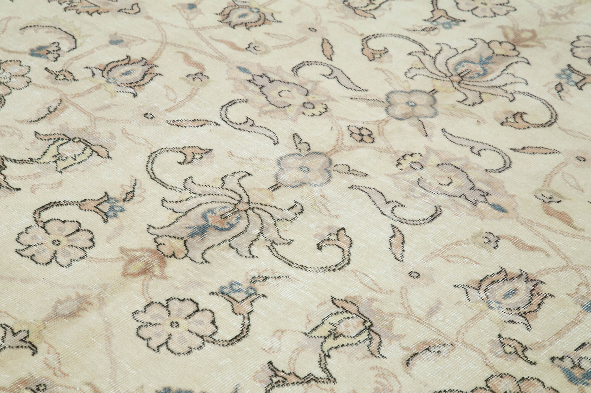 Handmade Wool Area Rug - Kayseri Vintage Cotton Wool Blend 9'1" x 10'9" Beige