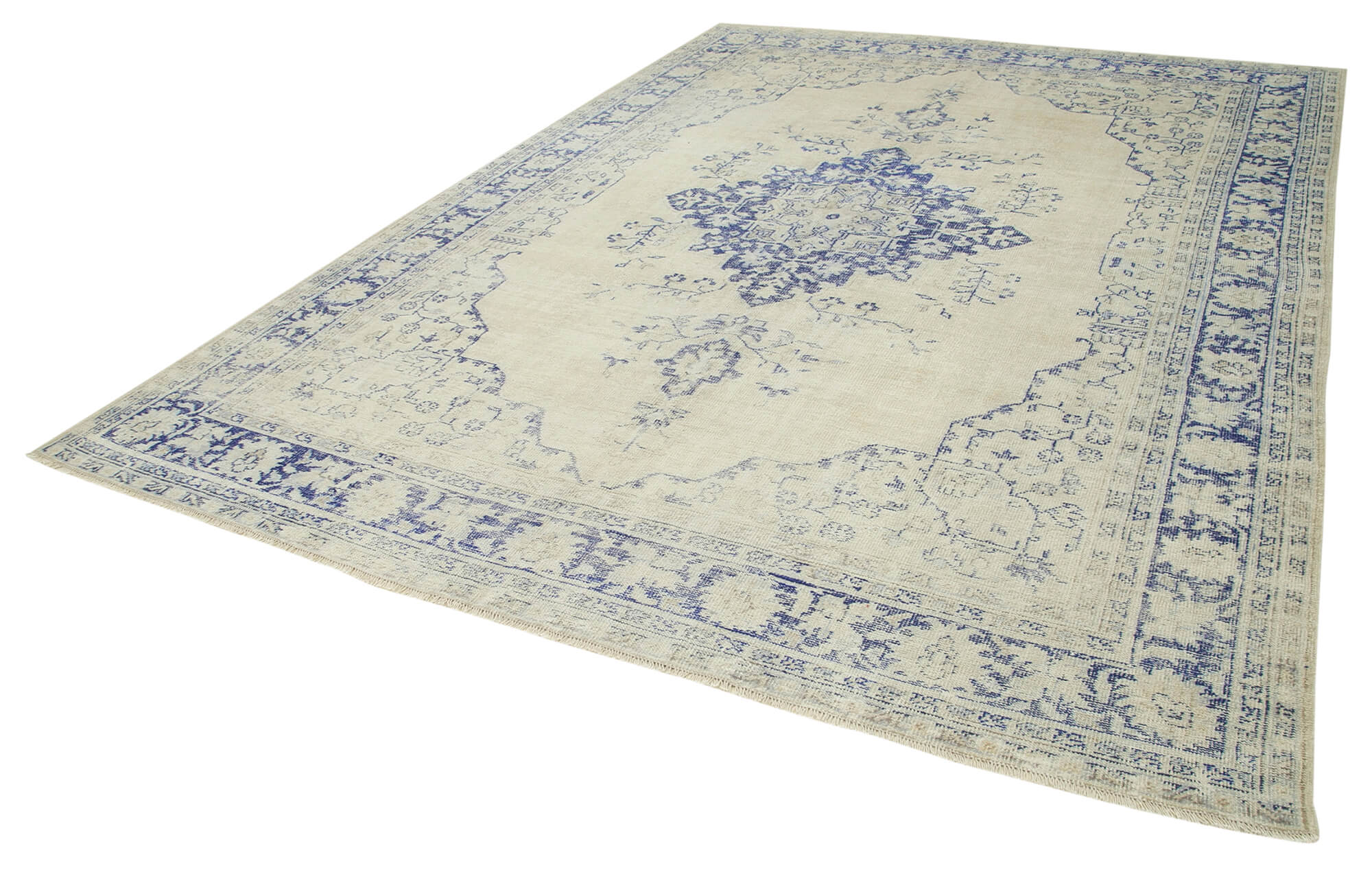 Vintage Handmade Area Rug - Hand Woven Turkish Cotton Wool Carpet 8'10"x11'11"