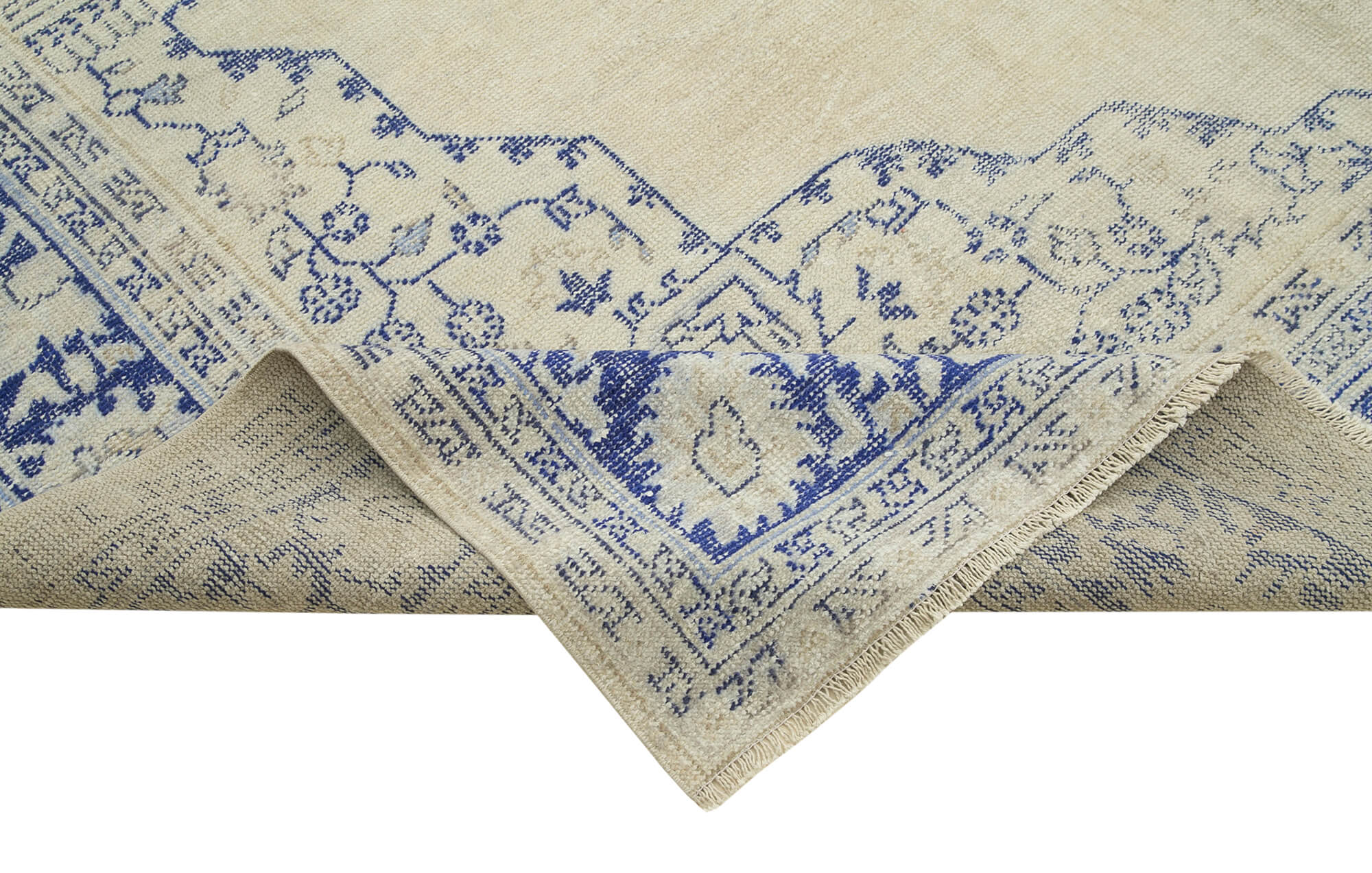 Vintage Handmade Area Rug - Hand Woven Turkish Cotton Wool Carpet 8'10"x11'11"