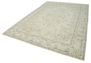 Handmade Wool Area Rug – Beige Vintage Cotton Wool Blend Carpet 7'1''x10'9''