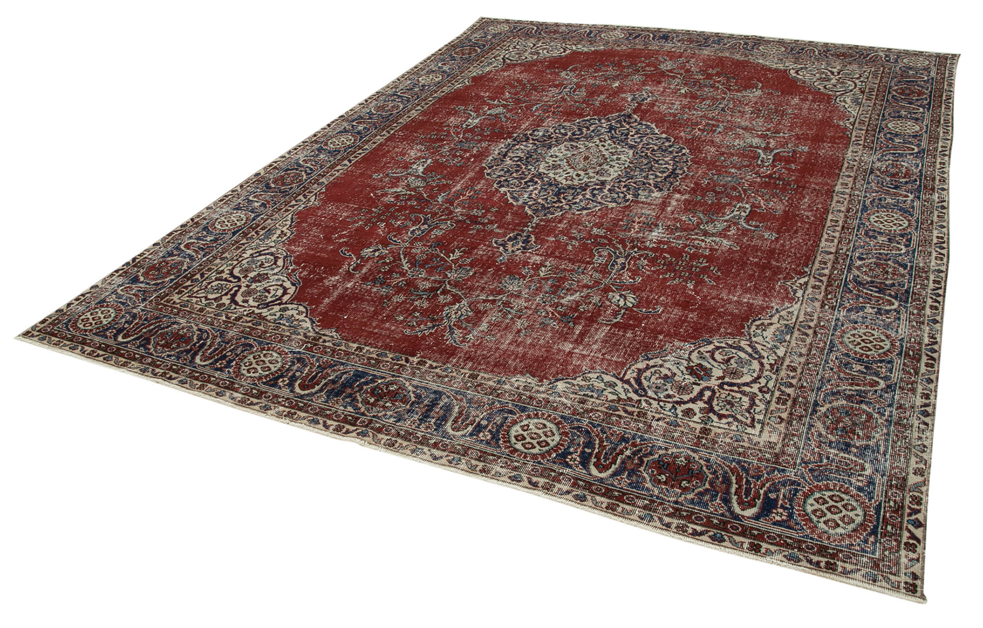 Vintage Handmade Area Rug – Hand Woven Turkish Wool Carpet 8'0''x10'10'' Red