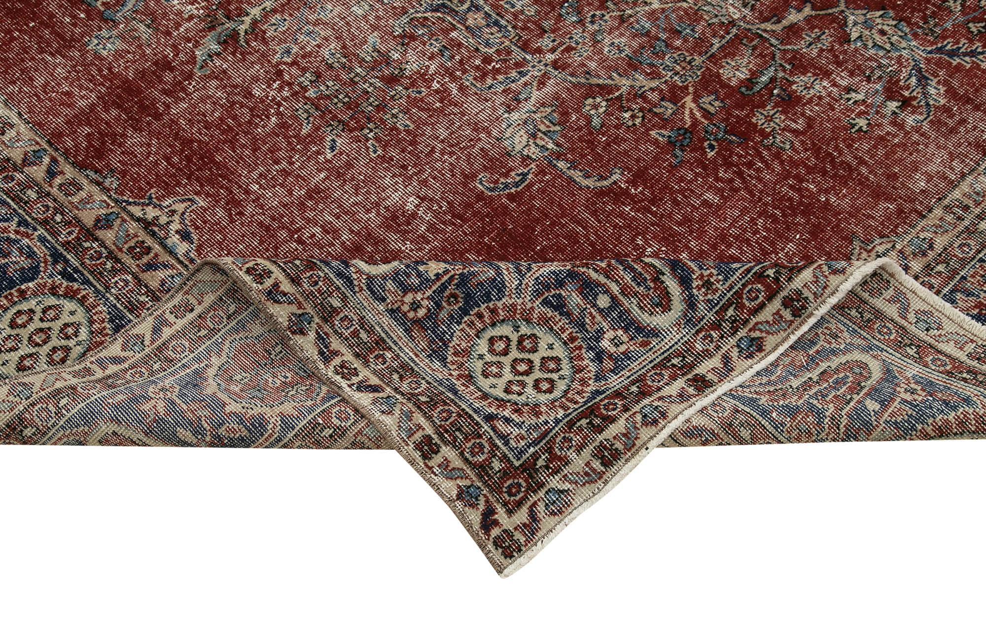 Vintage Handmade Area Rug – Hand Woven Turkish Wool Carpet 8'0''x10'10'' Red
