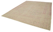 Vintage Cotton Wool Rug - Handmade Beige Wool Area Rug 9'3''x11'3'' | Durable Handwoven Carpet
