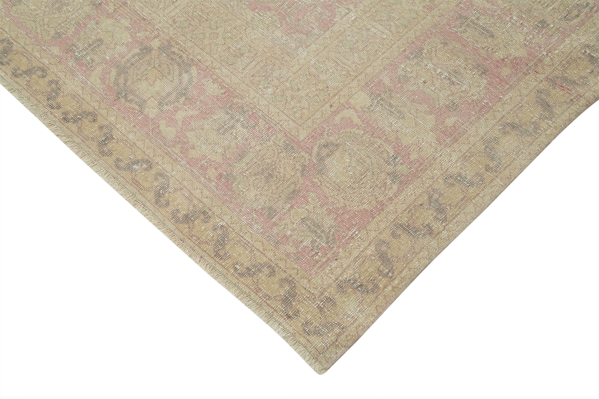 Vintage Cotton Wool Rug - Handmade Beige Wool Area Rug 9'3''x11'3'' | Durable Handwoven Carpet