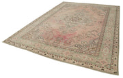 Vintage Cotton Wool Rug – Handmade Area Rug Beige Turkish Wool Carpet 8'2''x11'6''