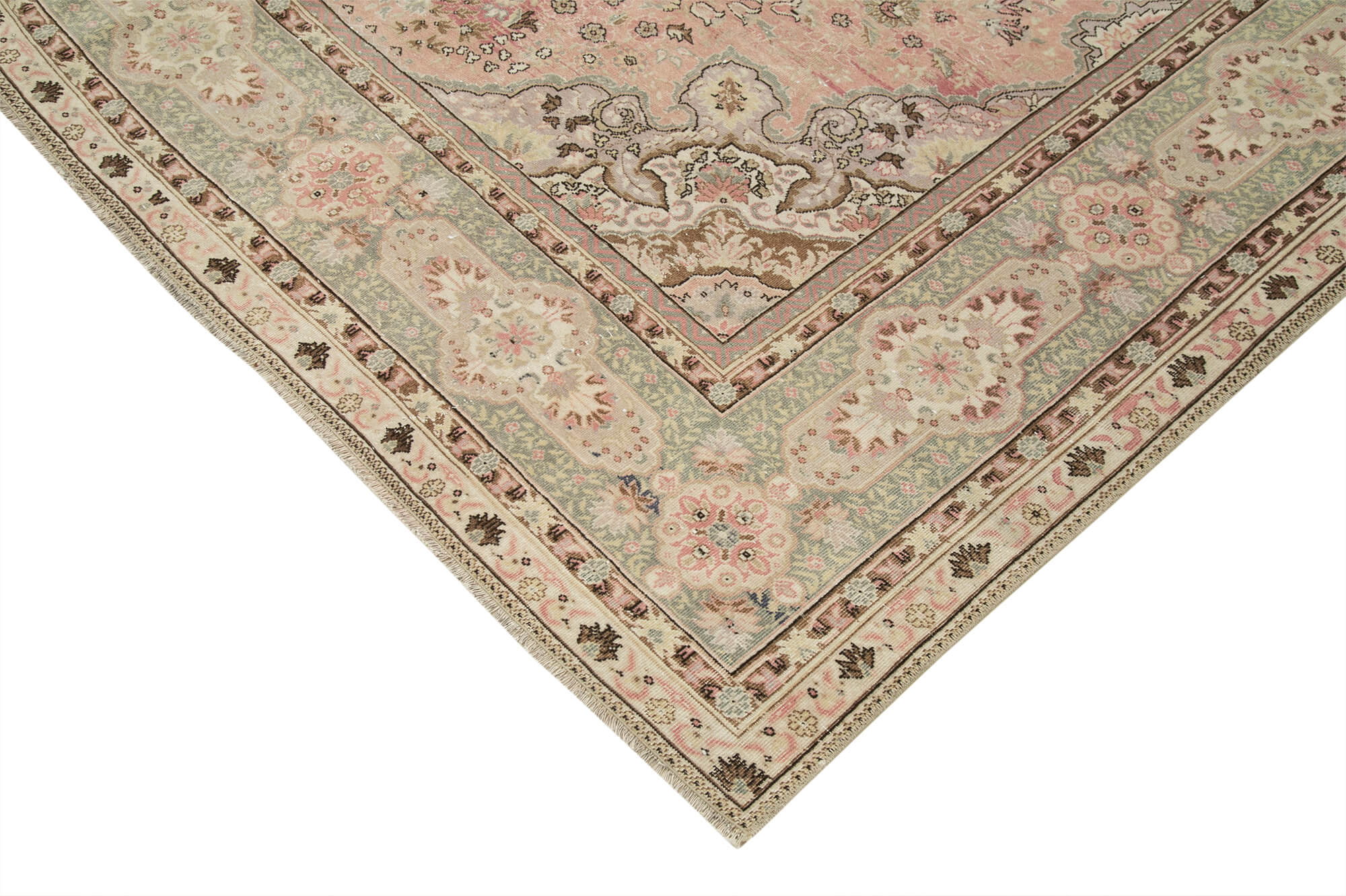 Vintage Cotton Wool Rug – Handmade Area Rug Beige Turkish Wool Carpet 8'2''x11'6''