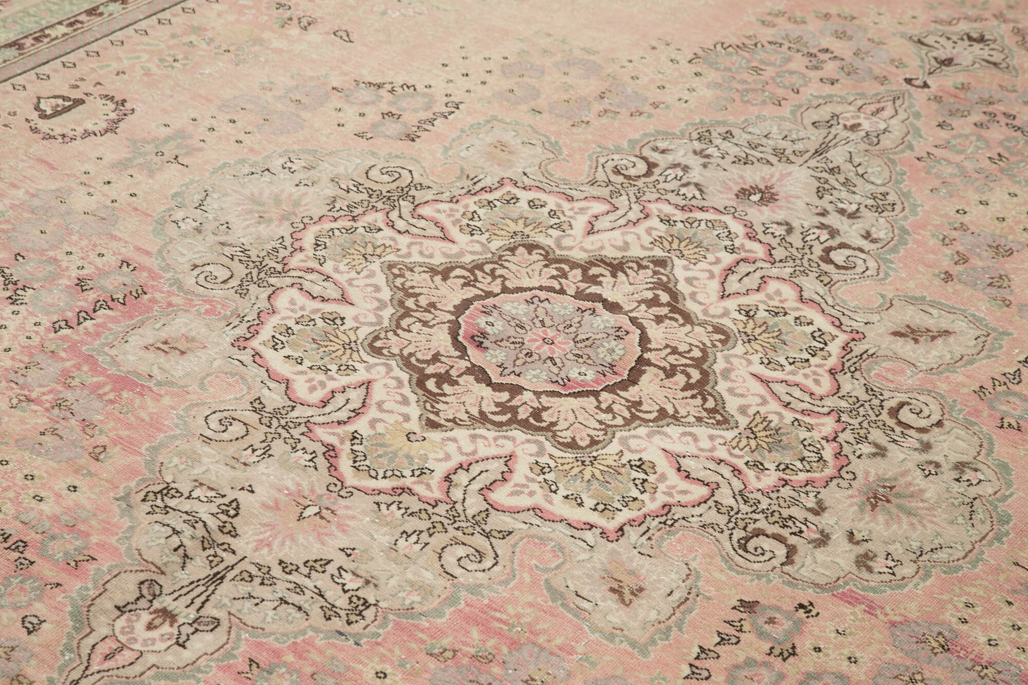 Vintage Cotton Wool Rug – Handmade Area Rug Beige Turkish Wool Carpet 8'2''x11'6''