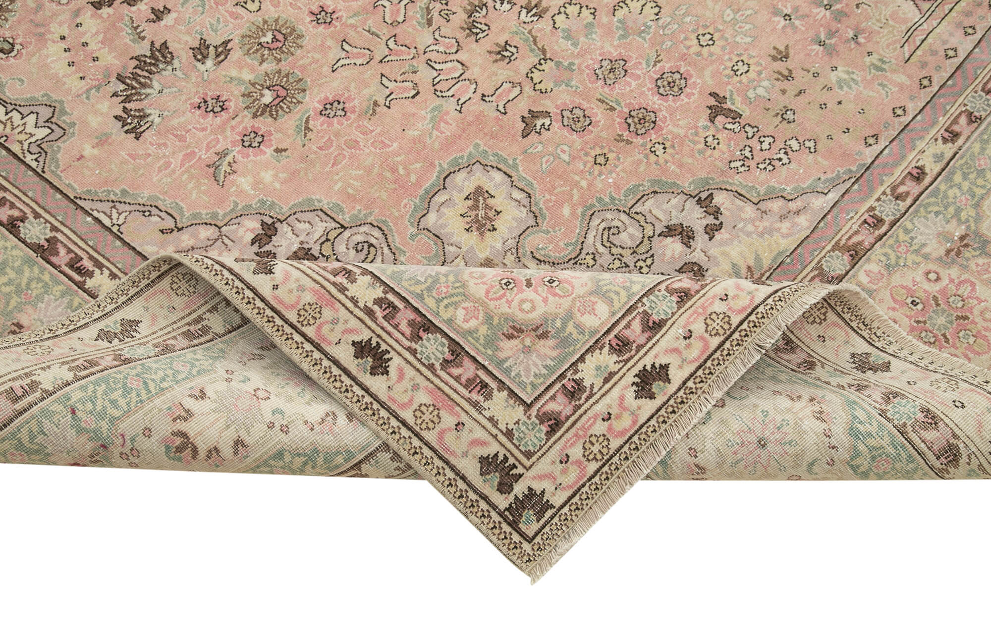 Vintage Cotton Wool Rug – Handmade Area Rug Beige Turkish Wool Carpet 8'2''x11'6''