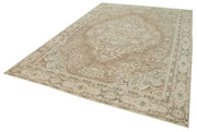 Handmade Vintage Area Rug – Turkish Wool Rug, Neutral Beige Cotton Wool Carpet 7'7''x11'