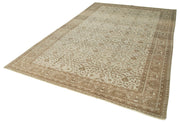 Handmade Area Rug – Vintage Cotton Wool Turkish Carpet 7'3" x 10'11" Beige