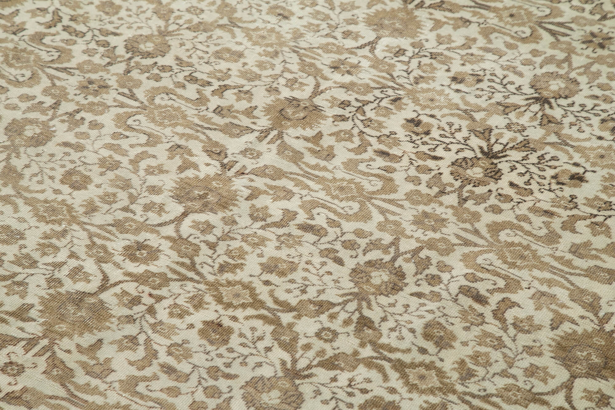 Handmade Area Rug – Vintage Cotton Wool Turkish Carpet 7'3" x 10'11" Beige