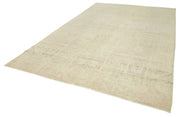 Vintage Cotton Wool Rug – Handmade Area Rug 7'8''x12'1'' Beige Wool Turkish Carpet