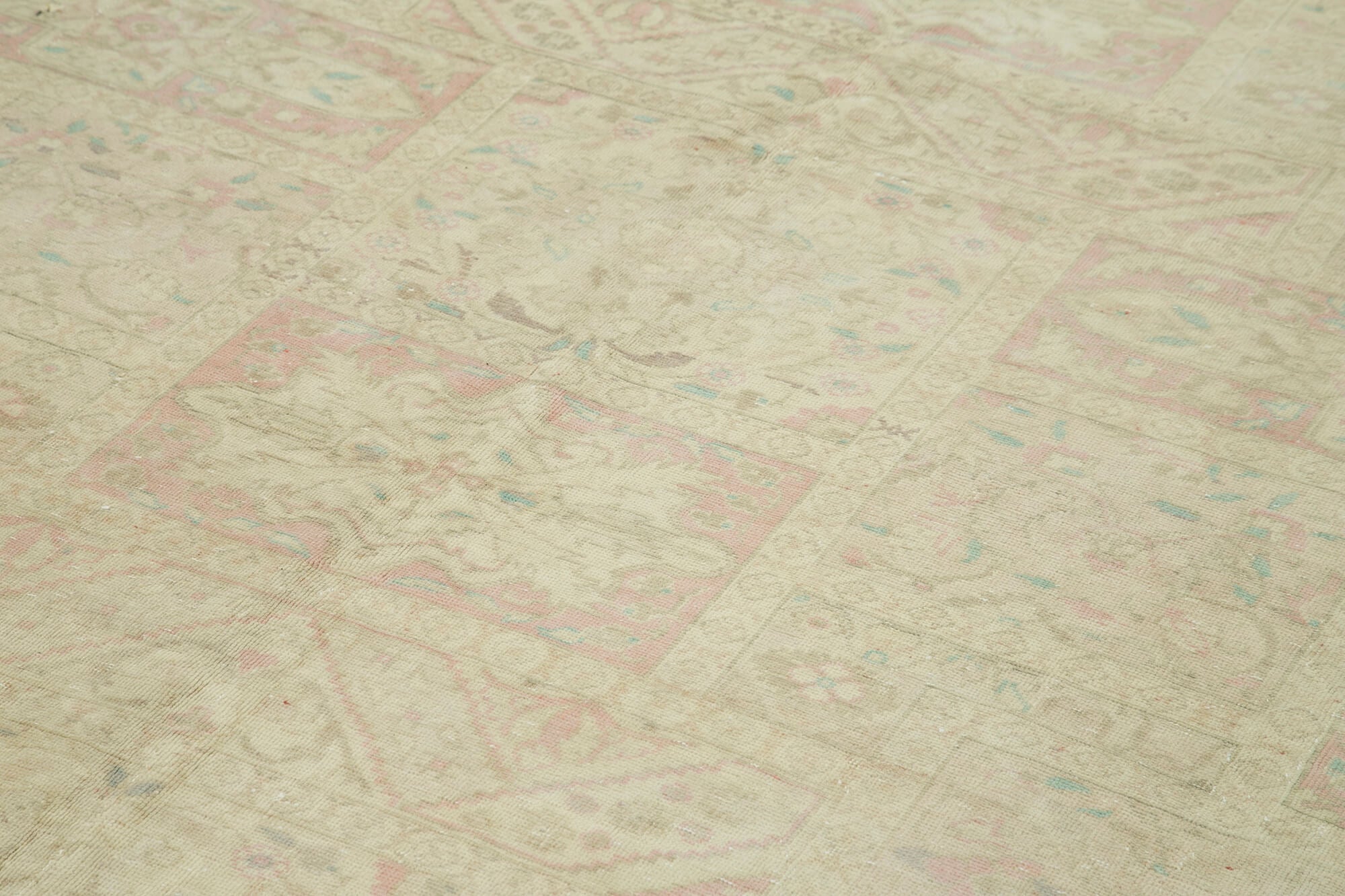 Vintage Cotton Wool Rug – Handmade Area Rug 7'8''x12'1'' Beige Wool Turkish Carpet
