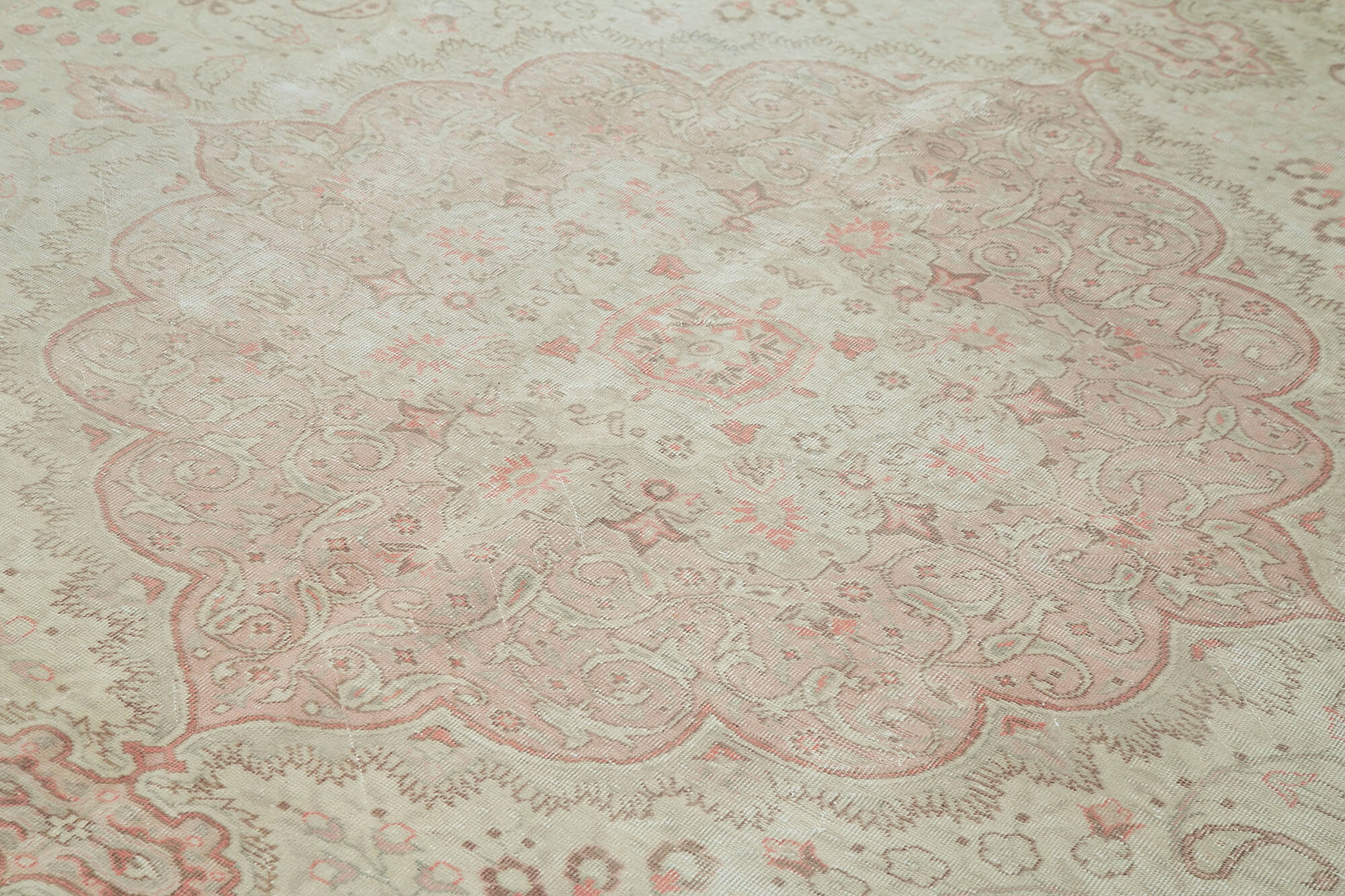 Vintage Wool Area Rug | Hand Knotted Rug, Turkish Vintage Carpet, Beige Wool