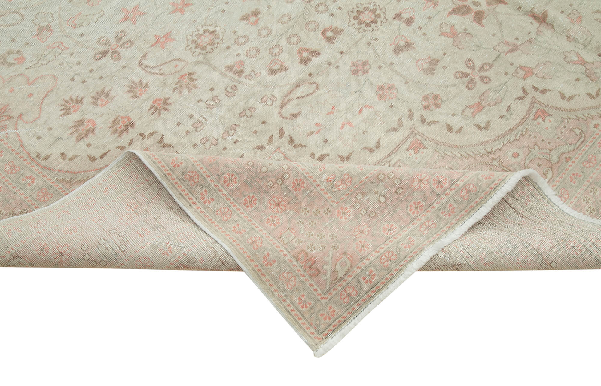 Vintage Wool Area Rug | Hand Knotted Rug, Turkish Vintage Carpet, Beige Wool