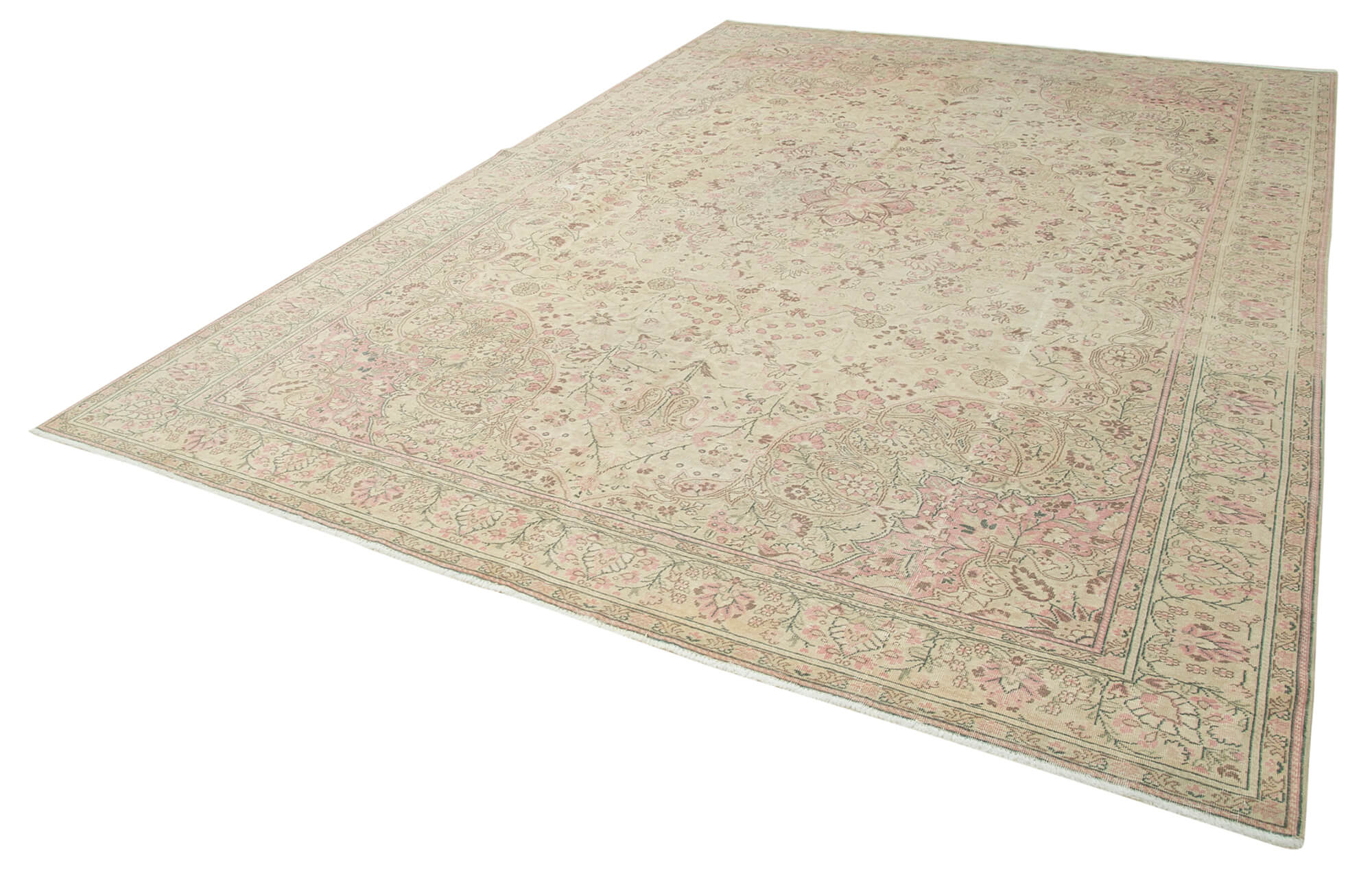 Handmade Vintage Area Rug – Authentic Kayseri Rug Cotton Wool Blend 8'10''x12'10''