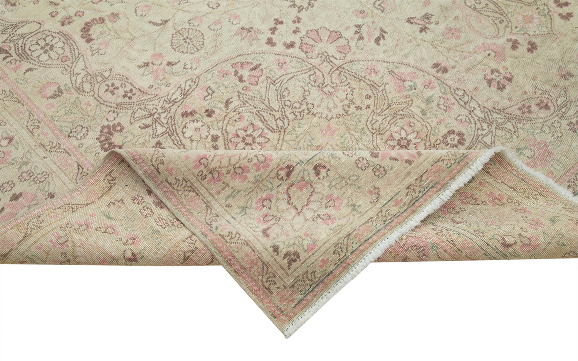 Handmade Vintage Area Rug – Authentic Kayseri Rug Cotton Wool Blend 8'10''x12'10''