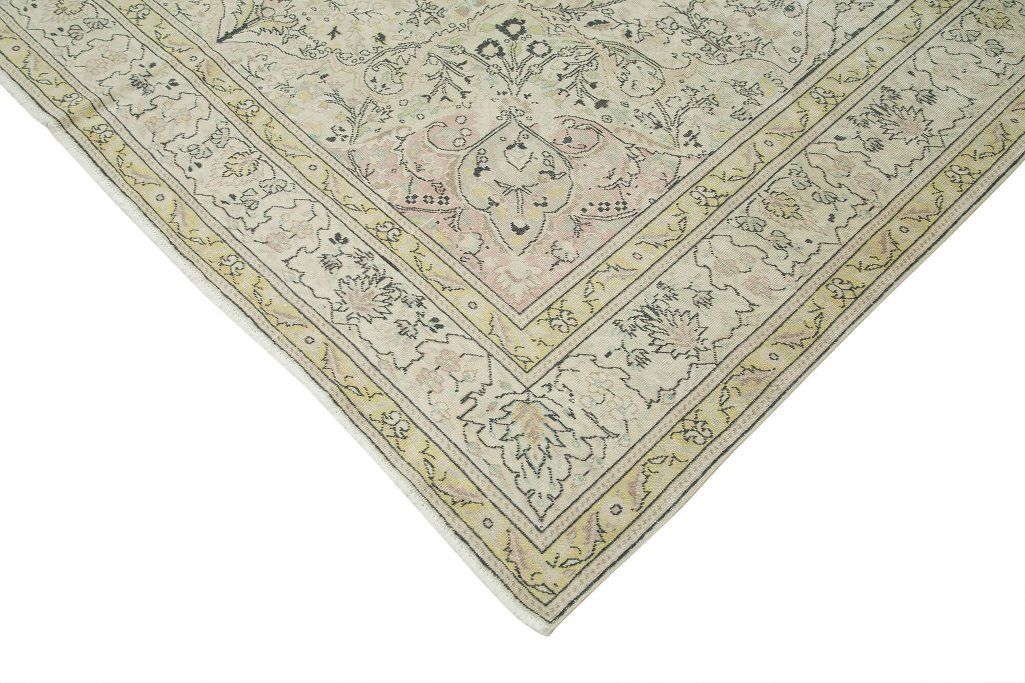 Vintage Cotton Wool Rug - Handmade Beige Wool Area Rug 7'11" x 11'11"