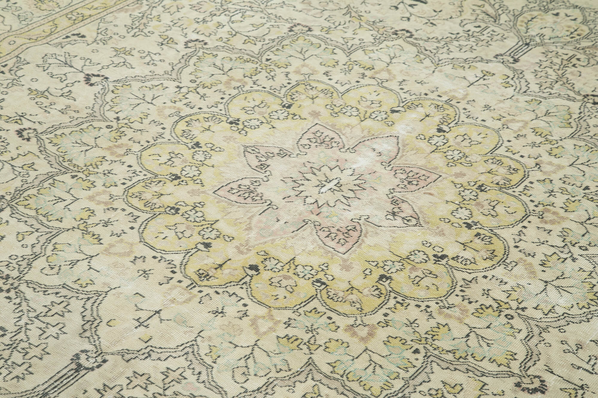 Vintage Cotton Wool Rug - Handmade Beige Wool Area Rug 7'11" x 11'11"