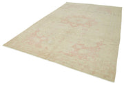 Vintage Cotton Wool Rug – Handmade Area Rug 7'10''x12'2'' Beige Turkish Wool Carpet