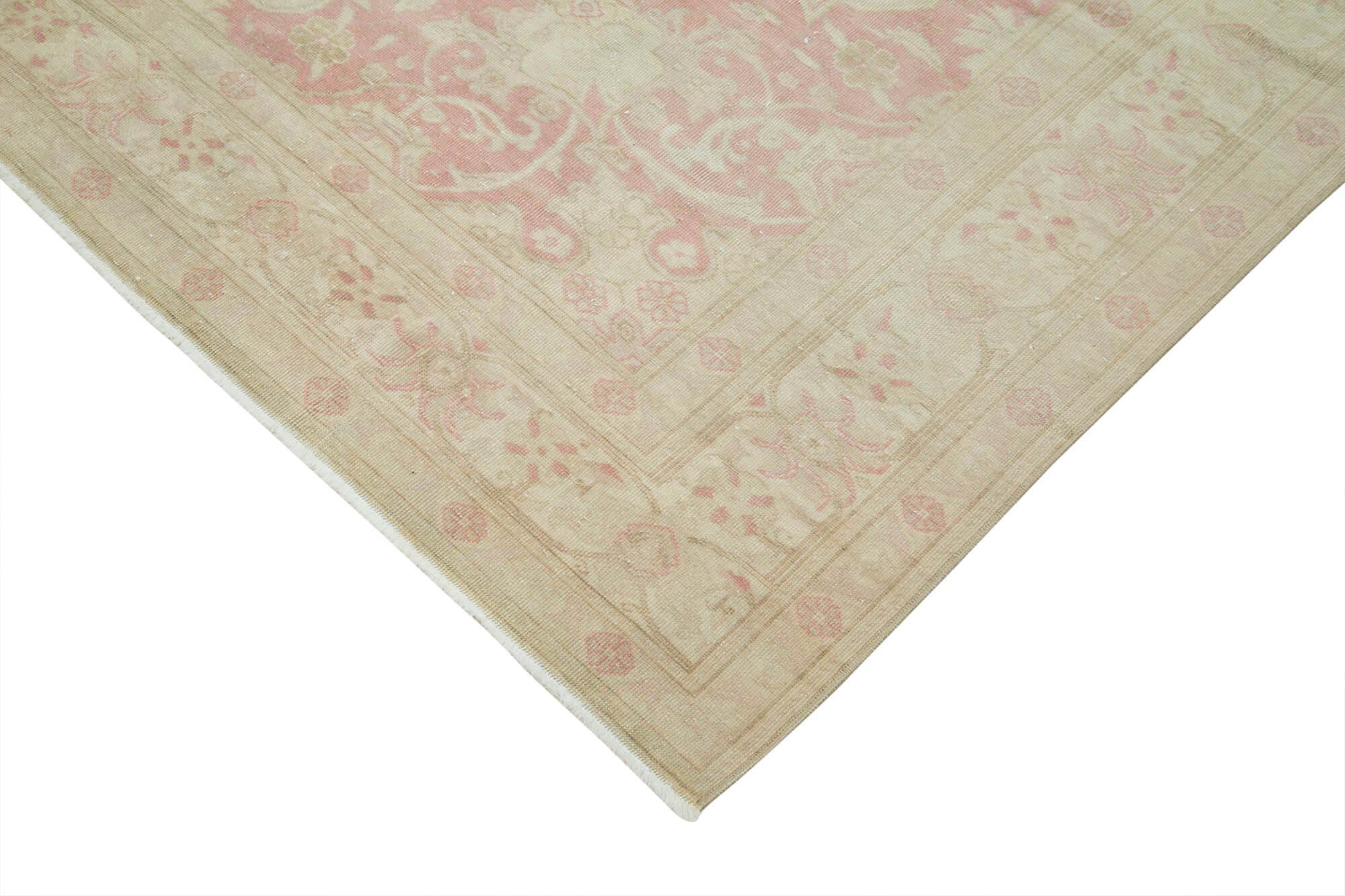 Vintage Cotton Wool Rug – Handmade Area Rug 7'10''x12'2'' Beige Turkish Wool Carpet