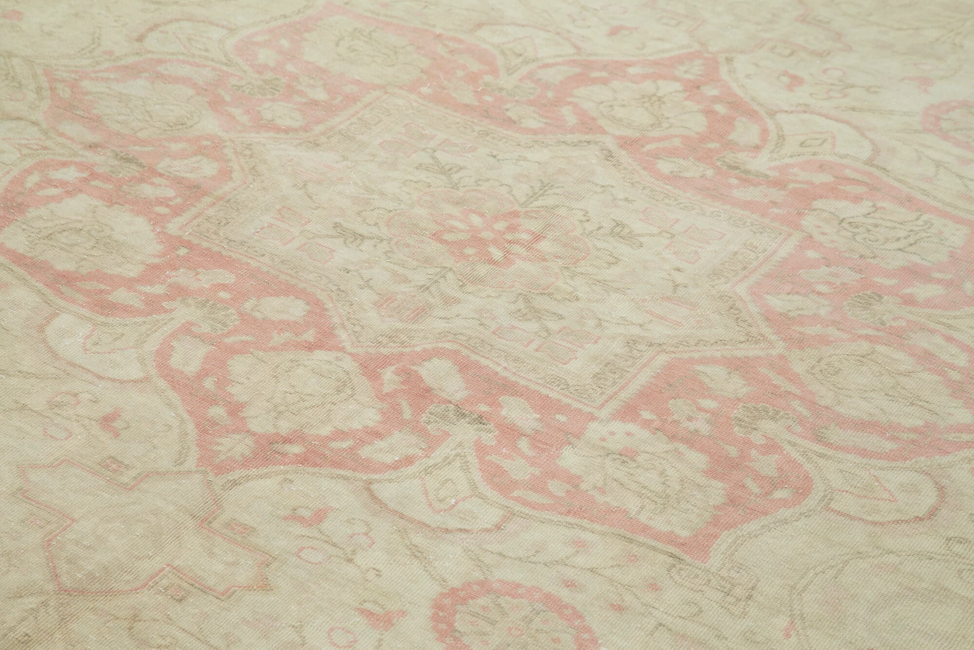 Vintage Cotton Wool Rug – Handmade Area Rug 7'10''x12'2'' Beige Turkish Wool Carpet