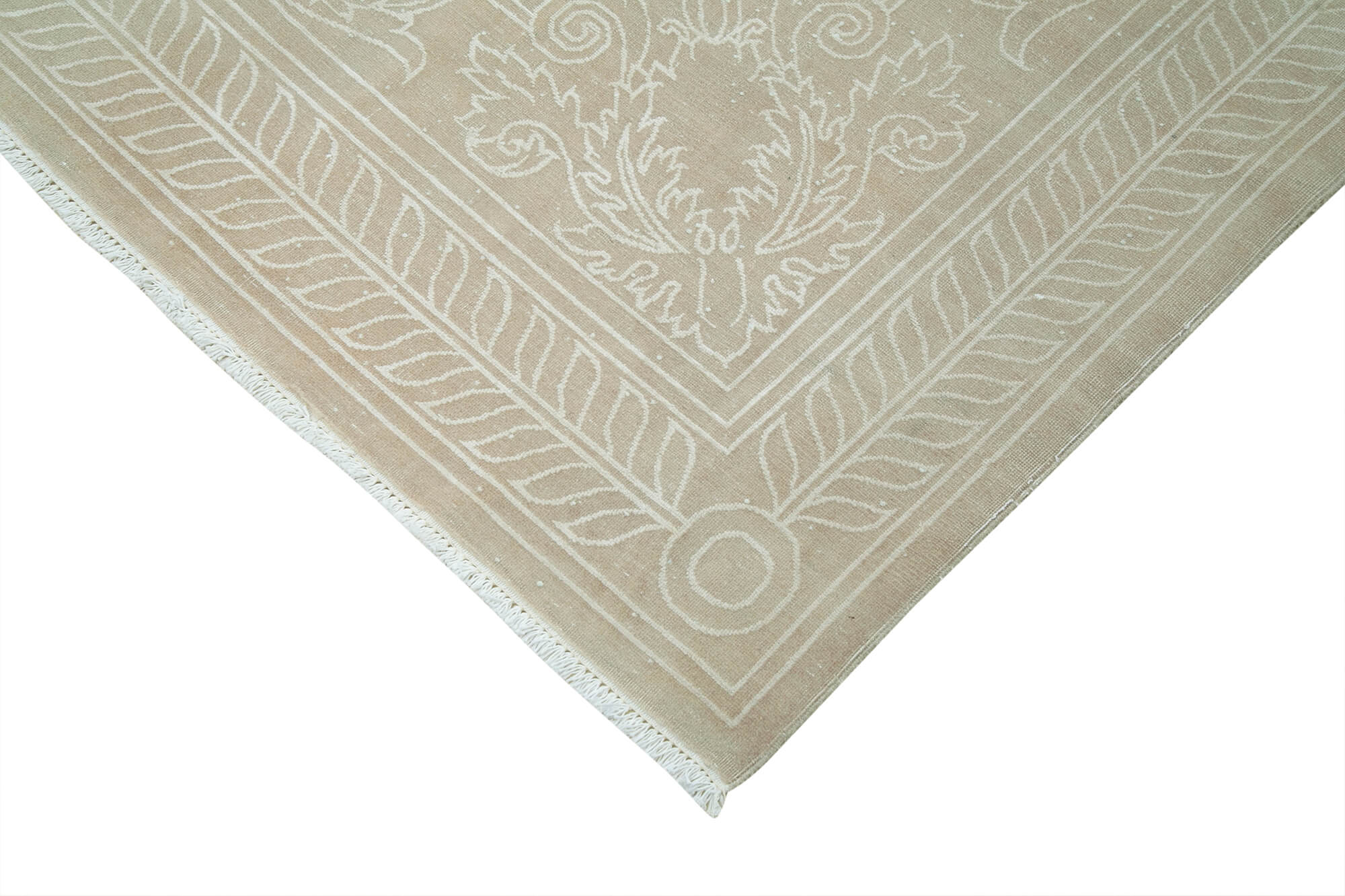 Handmade Wool Area Rug – Kayseri Beige Vintage Cotton Wool Blend 8'6''x11'6''