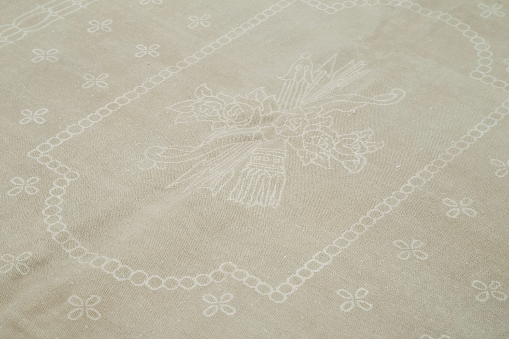 Handmade Wool Area Rug – Kayseri Beige Vintage Cotton Wool Blend 8'6''x11'6''