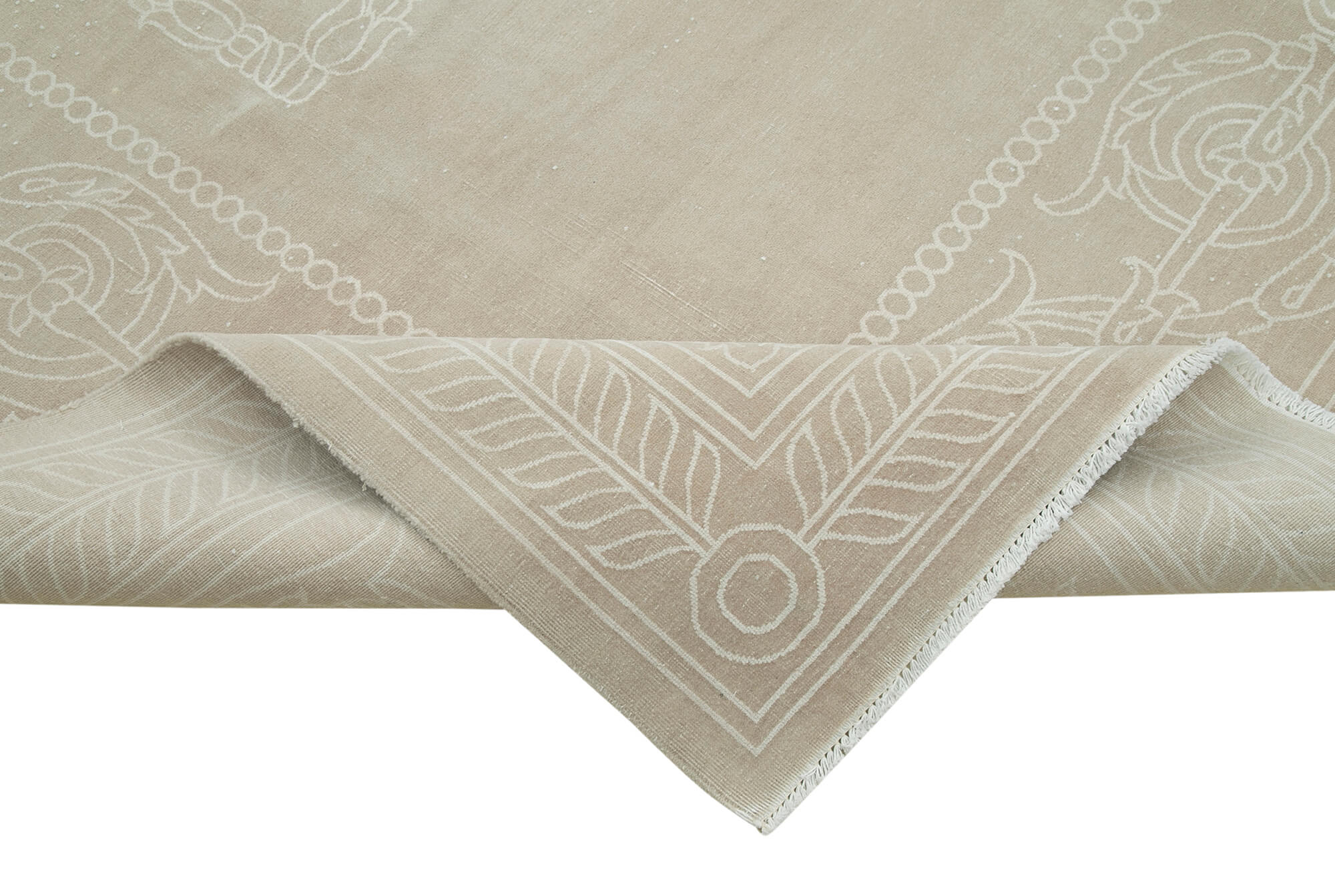 Handmade Wool Area Rug – Kayseri Beige Vintage Cotton Wool Blend 8'6''x11'6''