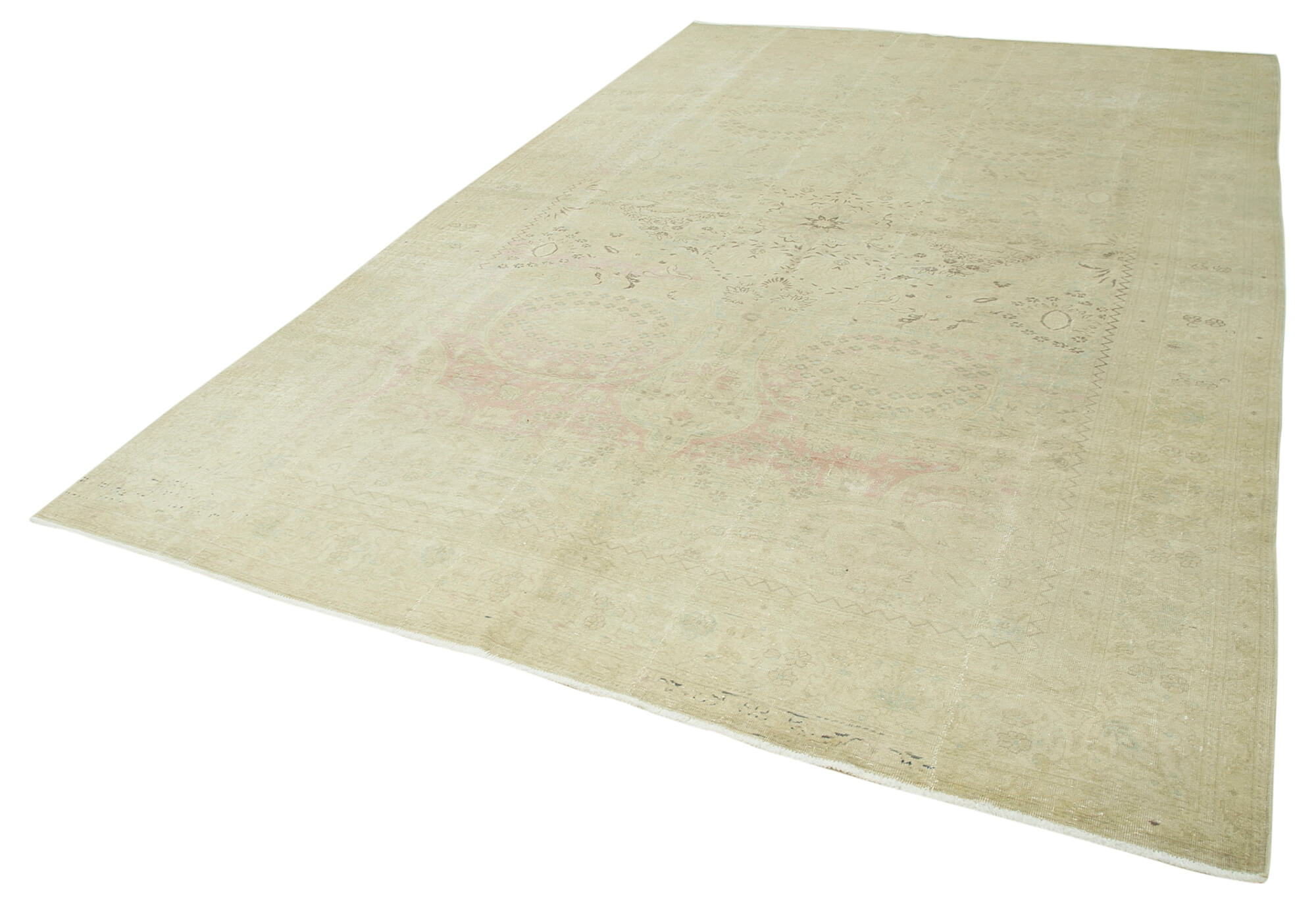 Vintage Cotton Wool Rug - Handmade Area Rug Beige Wool Hand Knotted Carpet 7'7''x11'11''