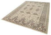 Vintage Cotton Wool Rug – Handmade Area Rug 8x12 Beige Turkish Hand Knotted Carpet