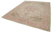 Vintage Cotton Wool Rug - Handmade Area Rug 8'4''x10'9'' | Neutral Beige Turkish Carpet
